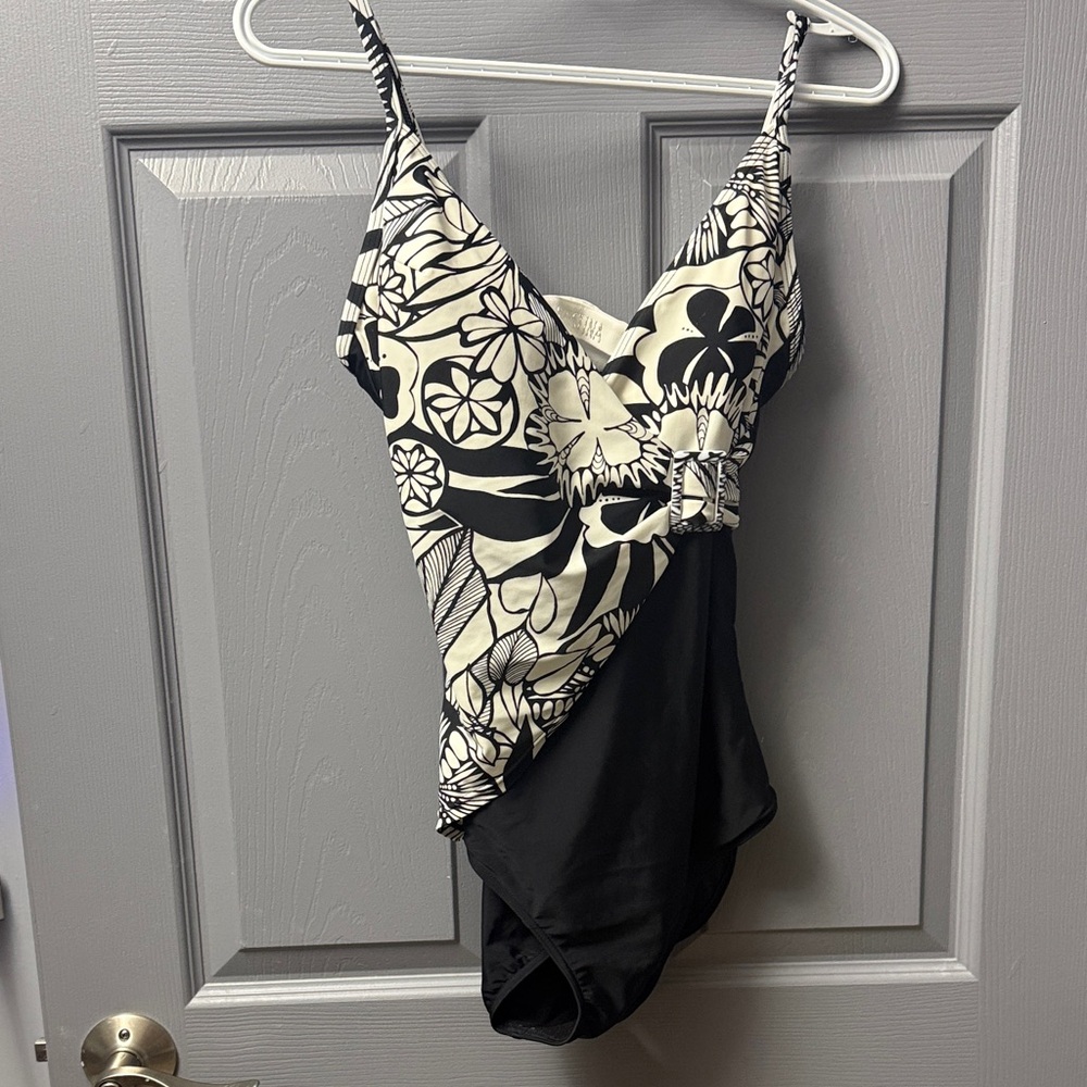 Christina Black and White Floral One Piece Swimsuit 513